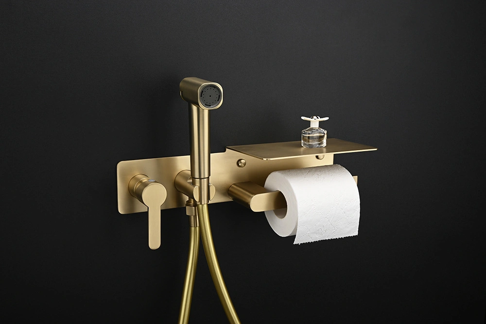 Factory Sale Various Single Handle Smart Wall Mounted Brass Toilet Bidet Bathroom Mixer Sprayer Faucet with Toilet Paper Holder