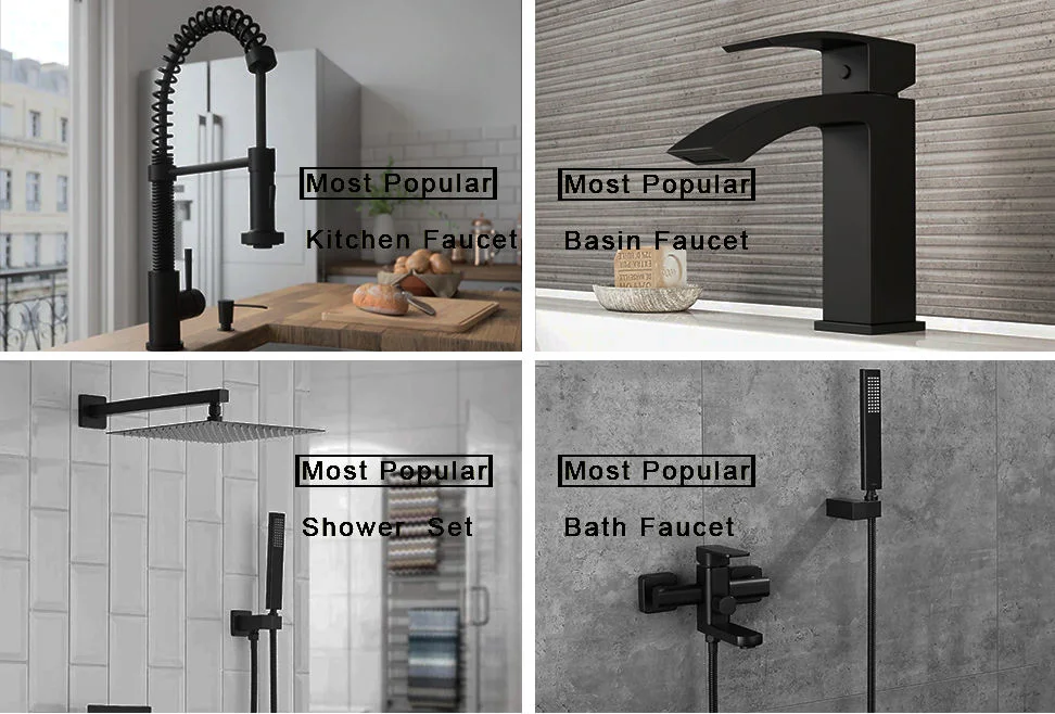 Shower System with Sprayer Bathroom Pressure Rainfall Shower Head Black Shower Faucet Sets