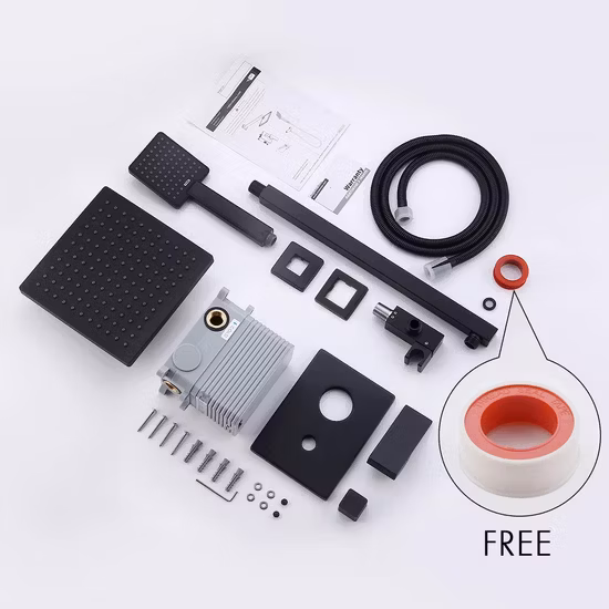 12-дюймовая скрытая система дождя, черный душевой набор для ванной комнаты